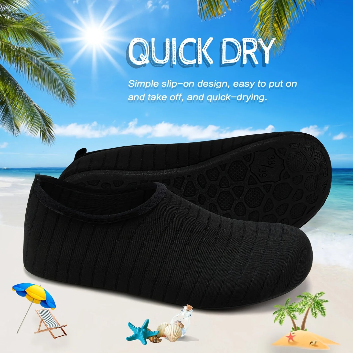 1 Pair Water Sports Shoes Anti-Slip Quick-Dry